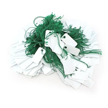 Arch Crown String Tags - (23mm X 11mm) White With Green String Pkg Of 250 - Image 2