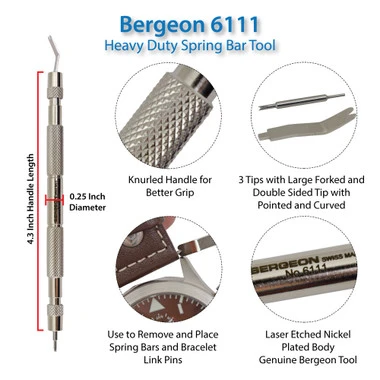 Bergeon 6111 Heavy Duty Metal Spring Bar Tool - Image 2