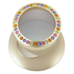 Premium Quality 5X Watch Collectors Eyeloupe Series Gold With Rainbow Crystal Gold Bezel CLEARANCE