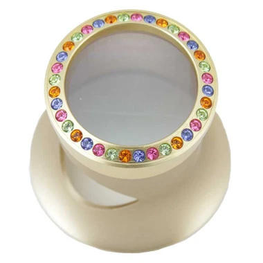 Premium Quality 5X Watch Collectors Eyeloupe Series Gold With Rainbow Crystal Gold Bezel CLEARANCE