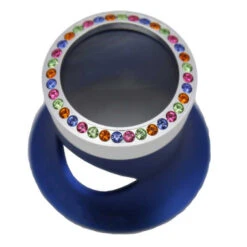 Premium Quality 5X Watch Collectors Eyeloupe Blue With Rainbow Crystal Silver Bezel CLEARANCE