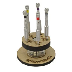 5 Piece High Torque Watch And Jewelry Screwdriver Set On Wood Base